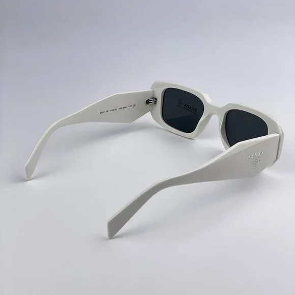 🔥  Prada PR17WS 1425S0 Sunglasses Ivory White Dark Gray Rectangle Unisex - Picture 9 of 10